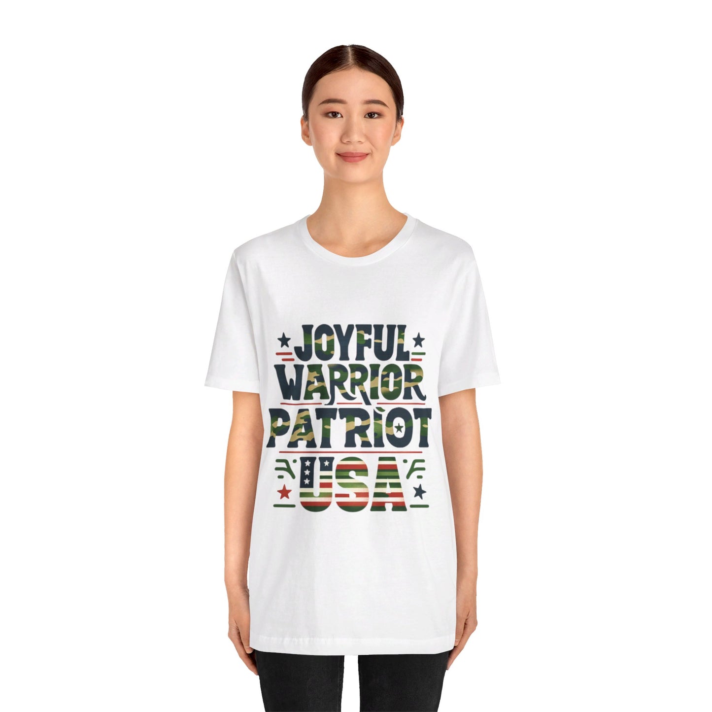 X - Vote - Joyful Warrior-Patriot-USA-Camo-1. / Unisex Graphic Tee Shirt