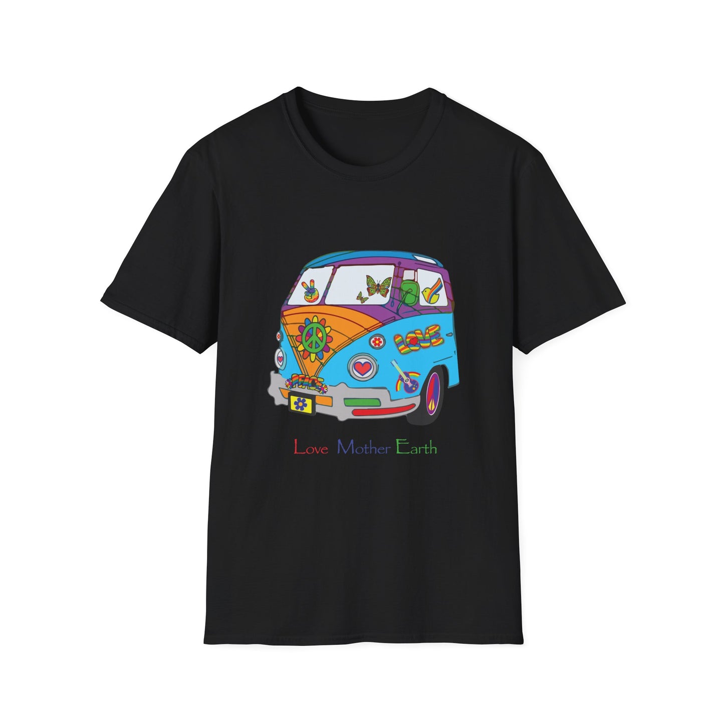 5-E. Love Mother Earth - Hippy Van / Unisex - Graphic Tee Shirt