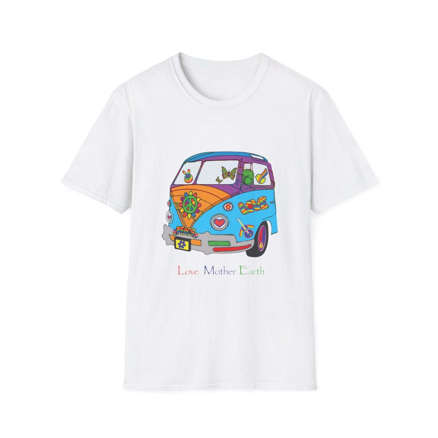 5-E. Love Mother Earth - Hippy Van / Unisex - Graphic Tee Shirt