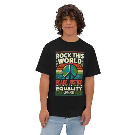 WR-A. Rock this World for Peace - Justice - Equality / Unisex - Graphic Tee Shirt