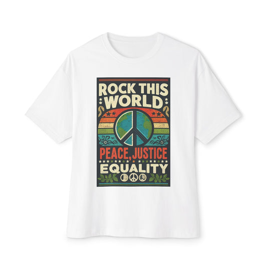 WR-A. Rock this World for Peace - Justice - Equality / Unisex - Graphic Tee Shirt