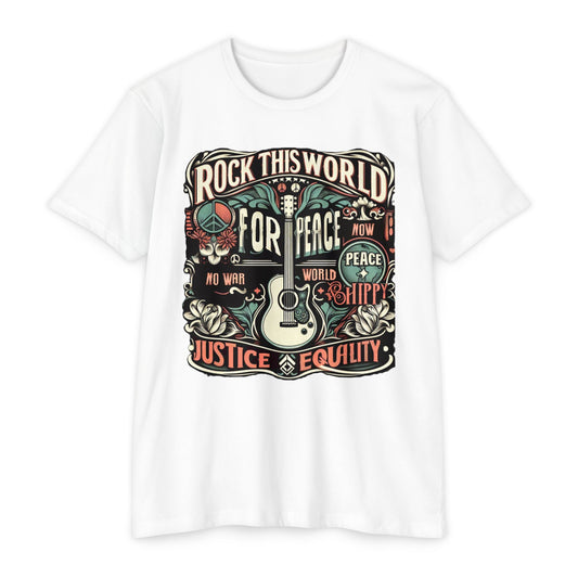 WR-C. Rock this World for - Peace - Justice - Equality / Unisex Graphic Tee Shirt