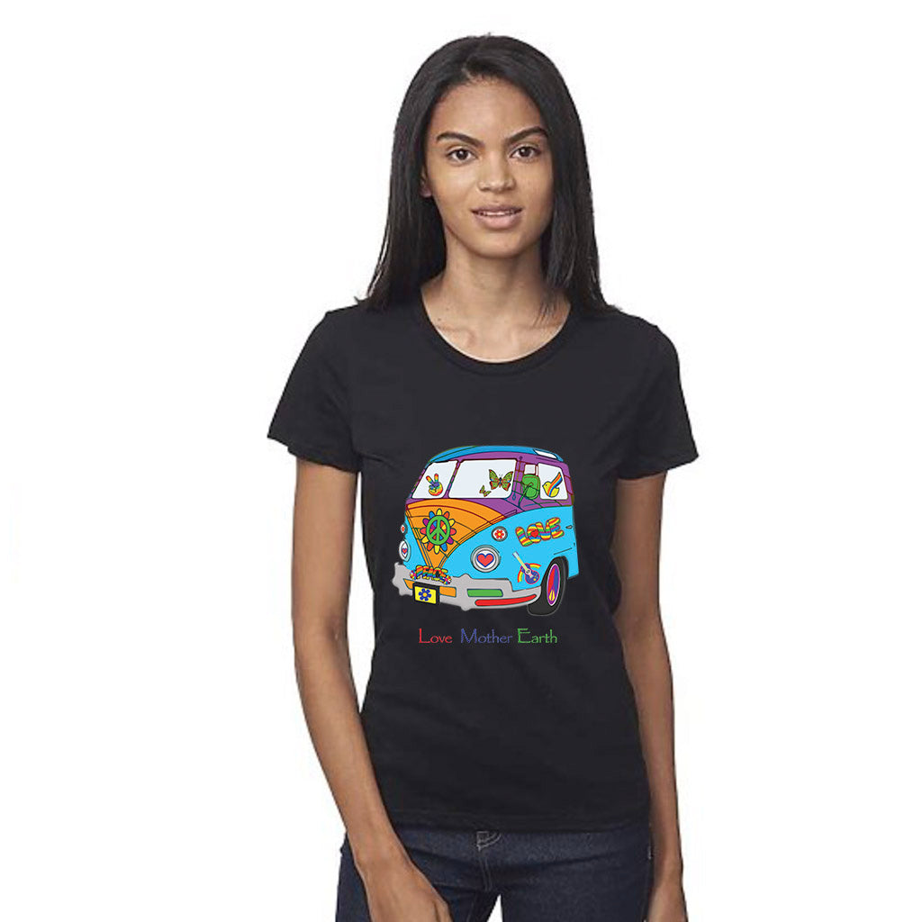 5-E. Love Mother Earth - Hippy Van / Unisex - Graphic Tee Shirt