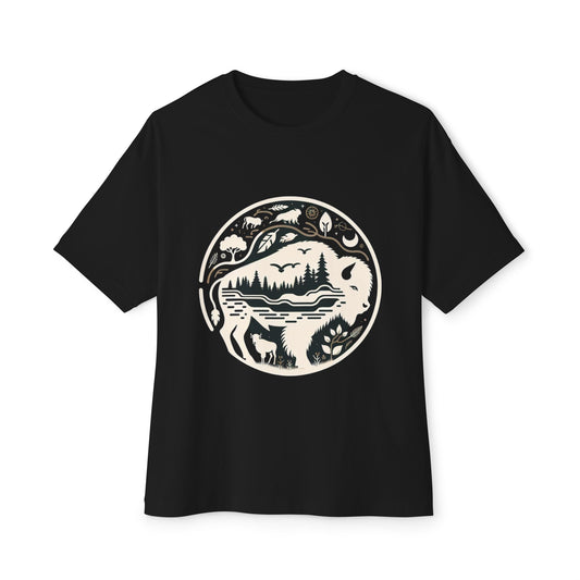 White Bison-5.  Nature on Black & White / Unisex Graphic Tee Shirt