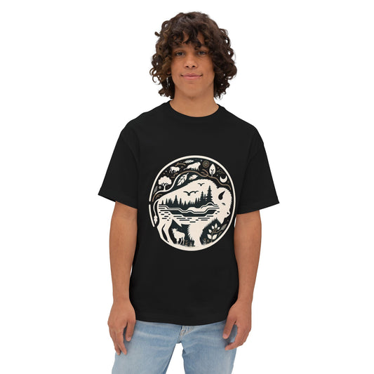 White Bison-5.  Nature on Black & White / Unisex Graphic Tee Shirt