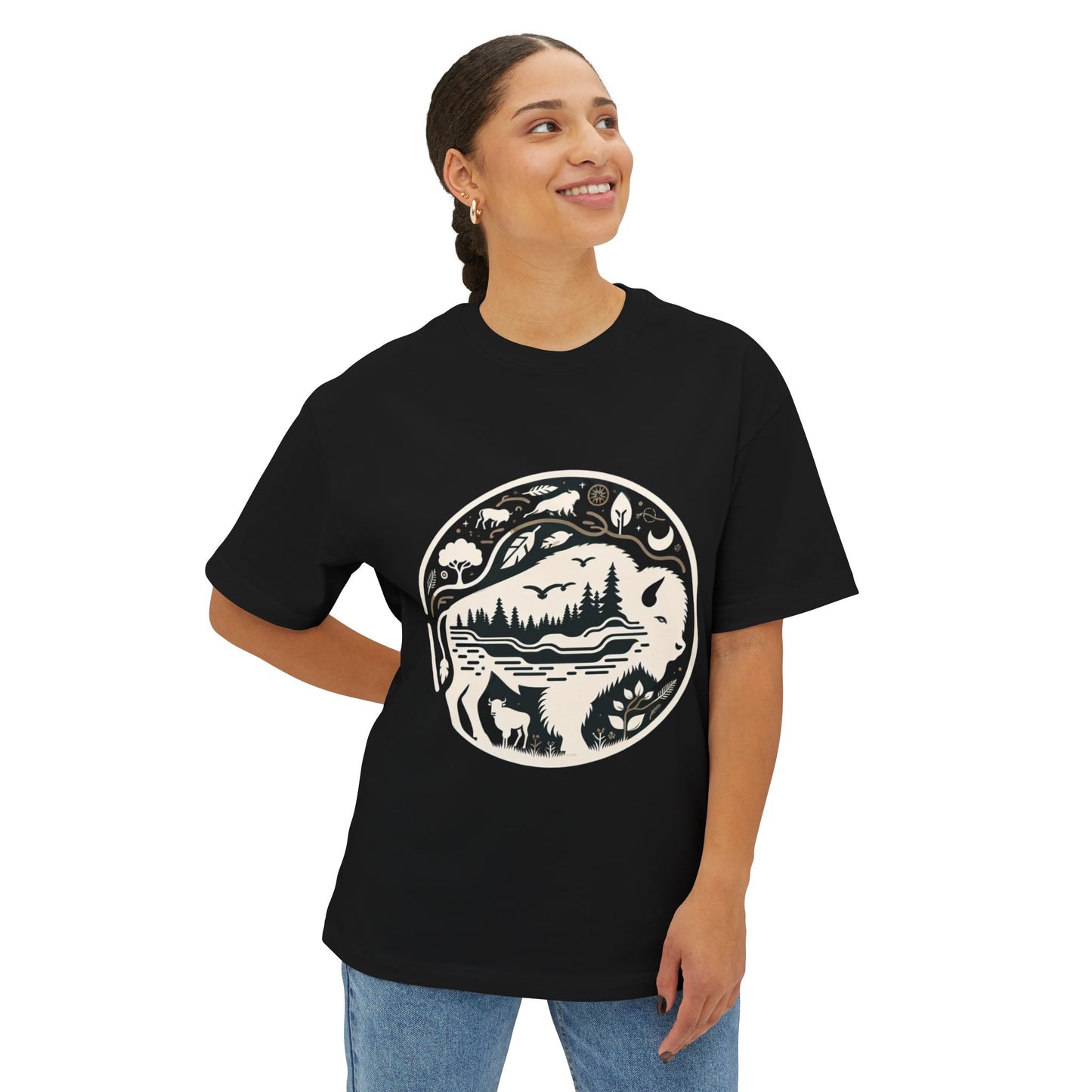 White Bison-5. Native American Inspired / Unisex Graphic Tee Shirt