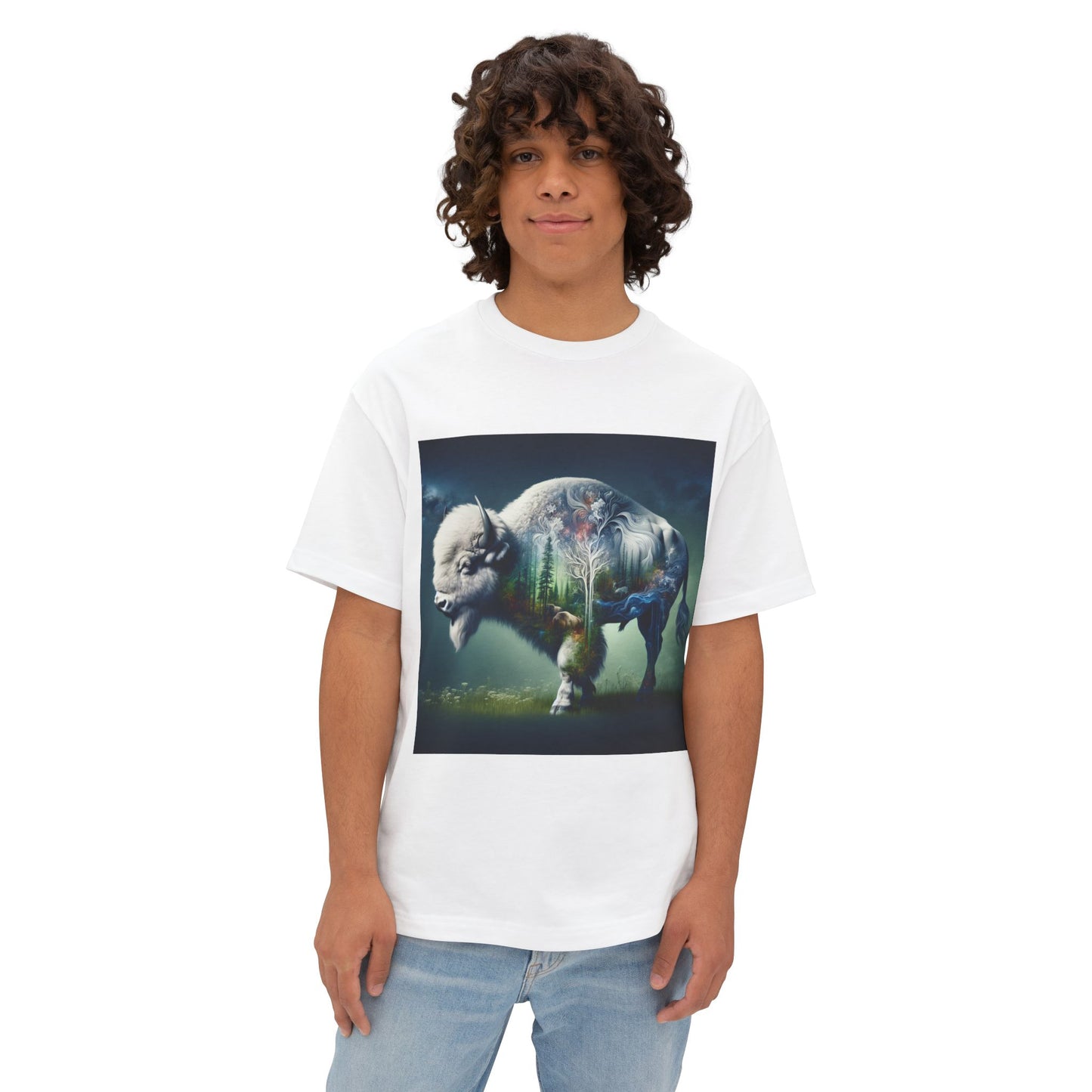 White Bison-3. Native American Inspired / Unisex Graphic Tee Shirt