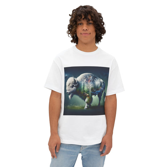 White Bison-3 Doves-River-Flowers / Unisex Graphic Tee Shirt