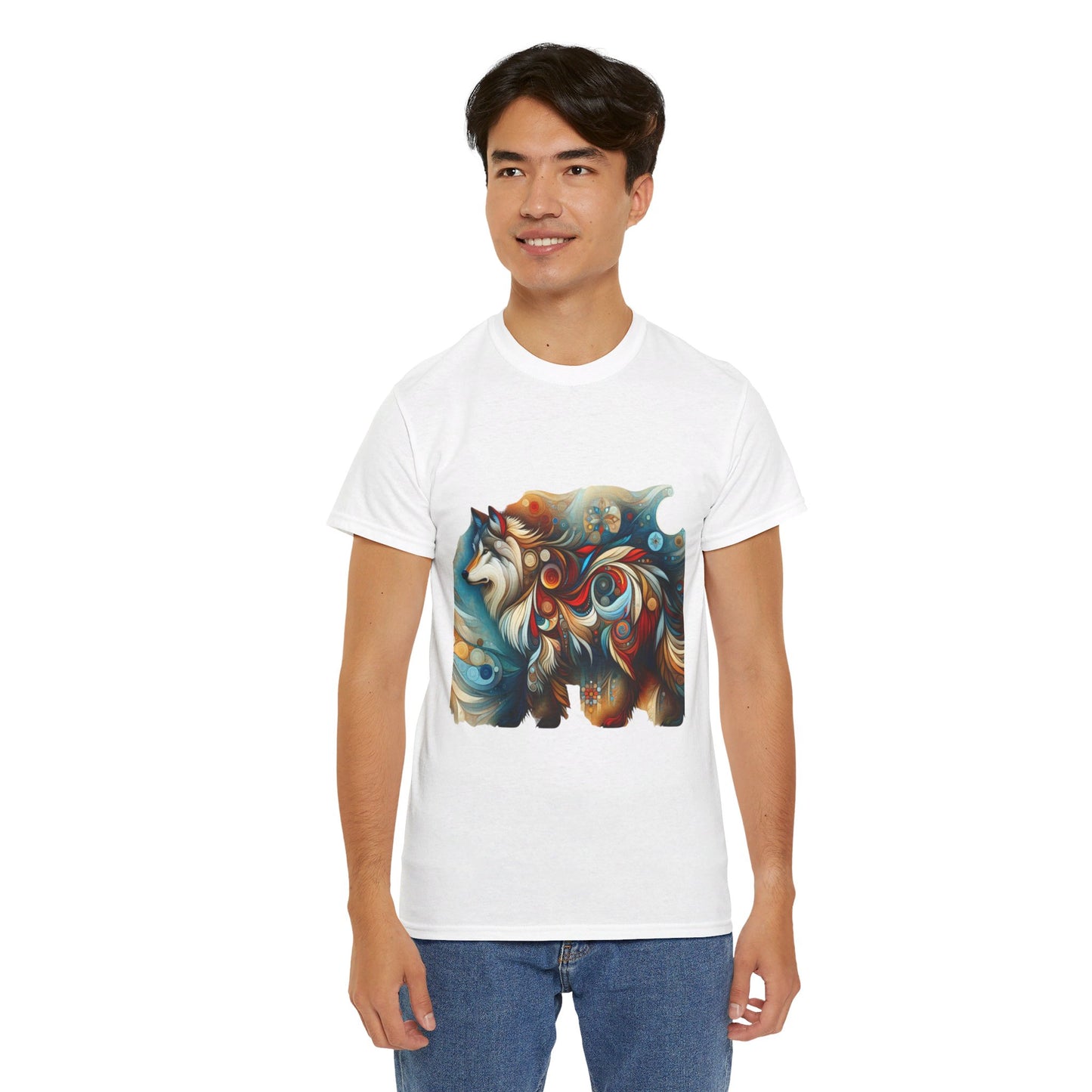 White Wolf-1. Native American Inspired / Unisex Graphic Tee Shirt