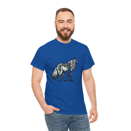 Wolf-4. White Wolf - Native American Theme / Unisex Graphic Tee Shirt