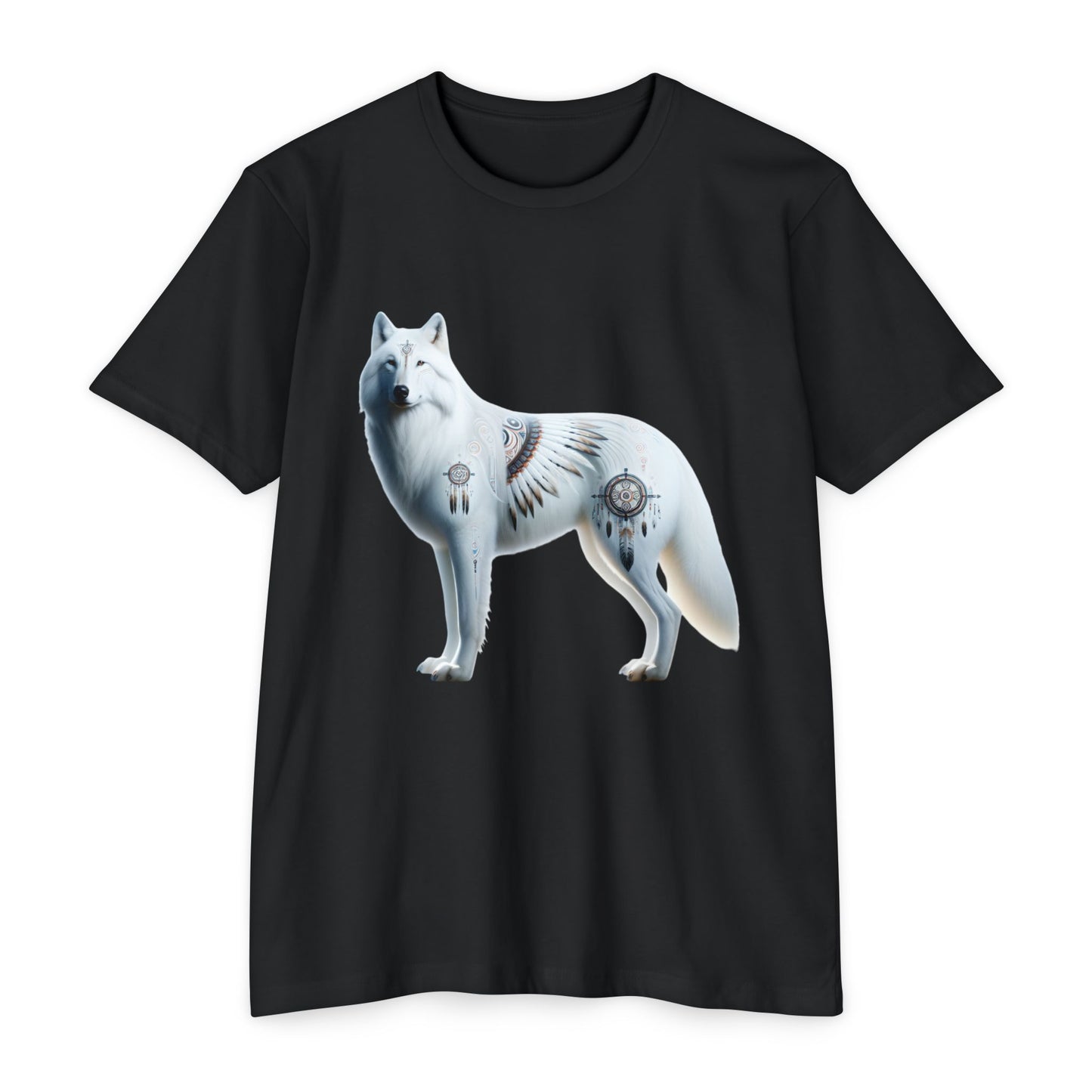 White Wolf-3. Native American Inspired / Unisex Graphic Tee Shirt