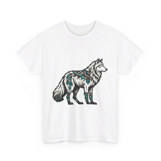 Wolf-4. White Wolf - Native American Theme / Unisex Graphic Tee Shirt